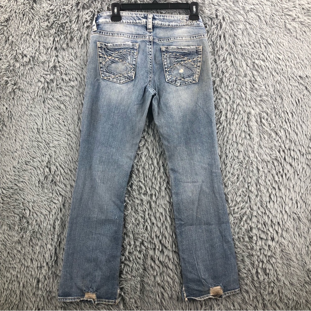 Silver Jeans Lola 17 Womens Size 28  Distressed Straight Jeans